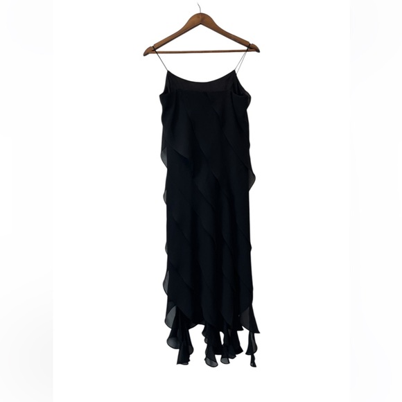 Women’s Vintage Y2K Tiered Ruffle Chiffon Midi Dress Witchy Vamp Size 8 Layers - Picture 3 of 8